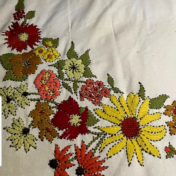 FINAL BEFORE GIFT Needlepoint Hand-.embroidered Fringed Floral bedspread blanket - Picture 8 of 11